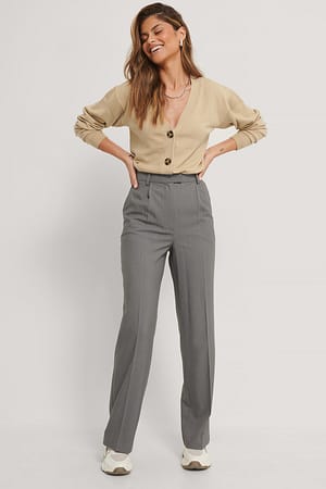 Dark Grey Front Pleat Suit Pants