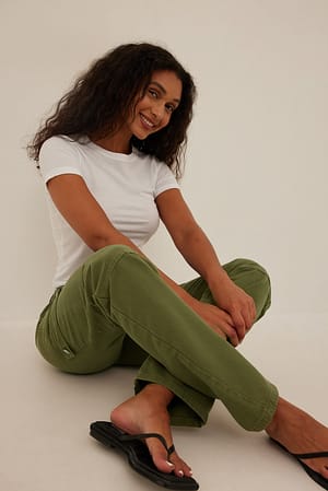 Light Khaki Straight Cargo Denim