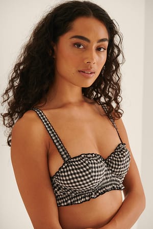 Black/White Check Recht Geruite Balconette Bh