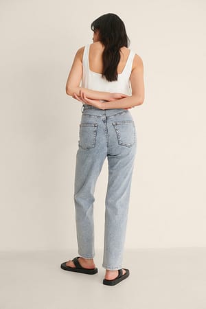 Acid Blue Straight High Waist Jeans