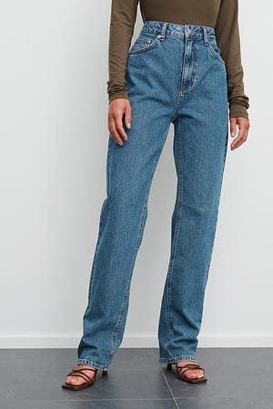 Blue Wash Straight Leg Denim