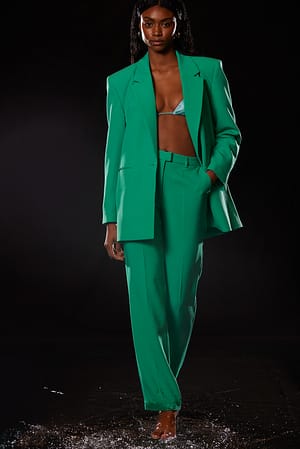 Apple Green Straight Leg Suit Pants