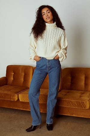 Blue Denim Hoge rechte denim van biologisch katoen