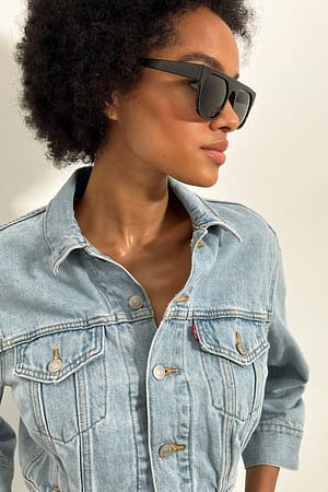 Black Straight Top Sunglasses