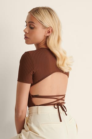 Brown Strap Back Detail Top