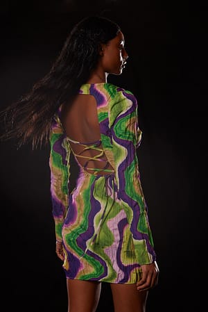 All Over Print Straps Back Structured Mini Dress
