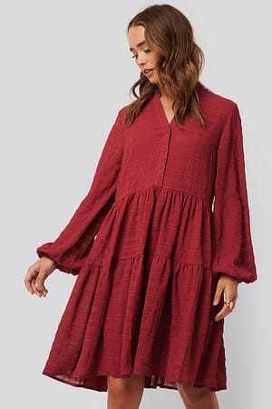 Dark Red Structure A-Line Dress