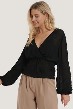 Black Blouse Met Structuur
