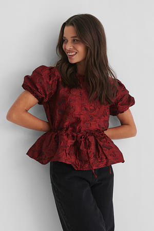 Burgundy Structured Drawstring Top