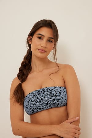 Dusty Blue Structured Leo Bandeau Bikini Top