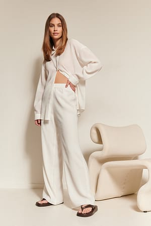 Offwhite Gestructureerde Broek