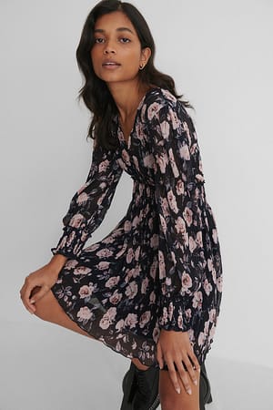 Navy Structured Smock Waist Dress