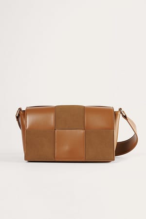 Brown Suede Look Woven Bag
