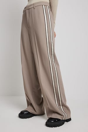 Beige Suit Trousers With Side Ribbon