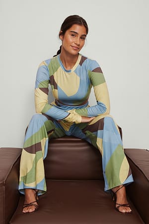 Green Print Pantalon à imprimé spirale