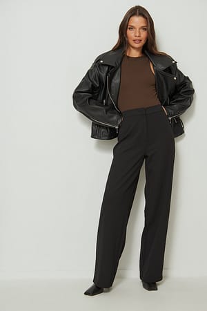 Black Pantalon de costume fuselé en jersey