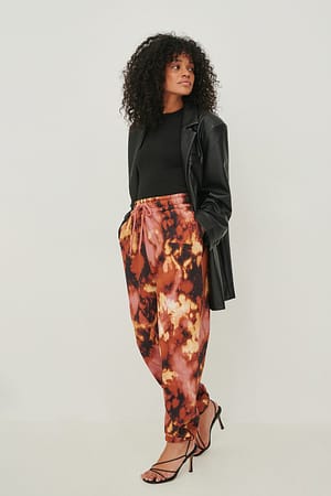 Pink Print Tapered Printed Sweatpants