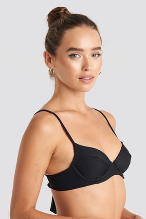 Black Tie Back Bikini Cup Bra