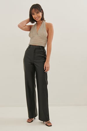 Feather grey Tie Detail Halterneck Glitter Top