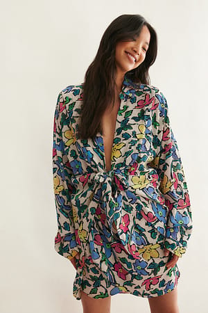 Flower Print Shirt met strik voor