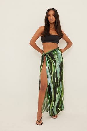 Palm Print Tie Maxi Sarong