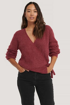 Red Wine Tie Side Knit