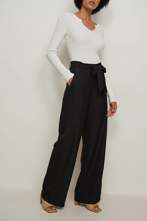 Black Pantalon à taille nouée