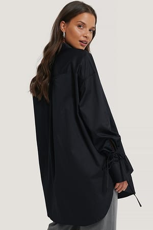 Black Tied Sleeve LS Shirt