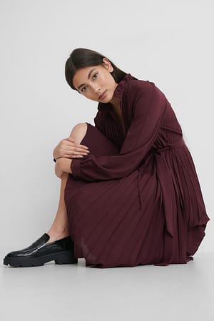 Burgundy Midikleid Mit Falten