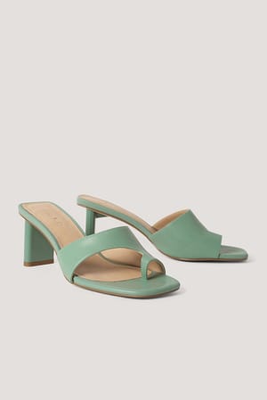 Pastel Green Toe Strap Mules