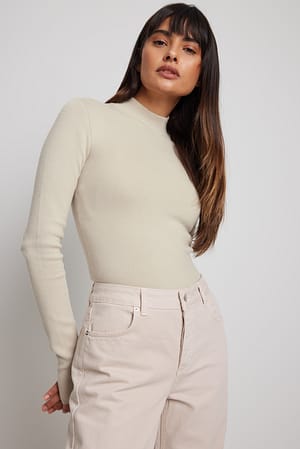 Sand Turtle Neck Long Sleeve Top