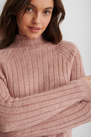 Dusty Rose Turtleneck Knit Sweater