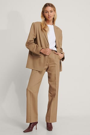 Dark Beige Klassiska kostymbyxor