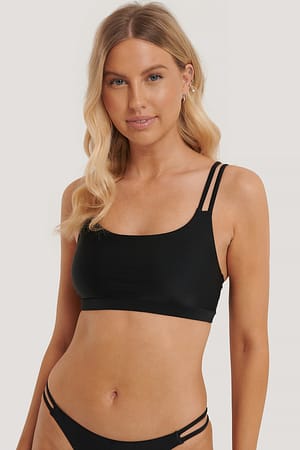 Black Two Strap Bikini Sport Bra