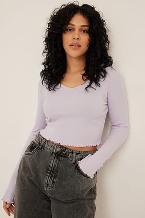 Lilac Recyceltes Top mit V-Ausschnitt