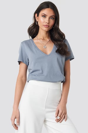 Dusty Blue V-Neck Tee