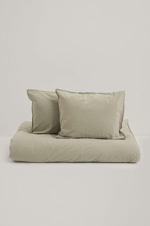 Grey/Green Washed Organic Cotton Bedding Set Double