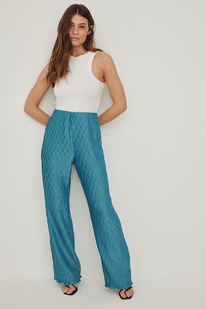 Blue Pantalon ondulé