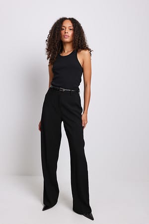 Black Gerecyclede broek met wijde pijpen