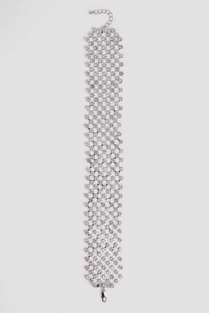 Silver Brede chunky ketting met steen