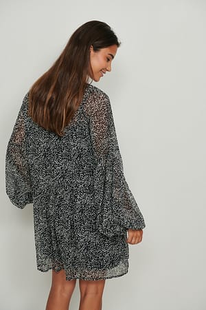 Black/White Print Mini Sheer Dress