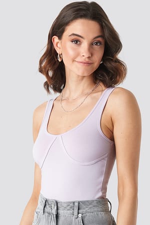 Dusty Lilac Cup Detail Singlet
