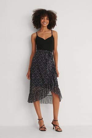 Flower Gerecycleerde mesh rok met overslagdetail