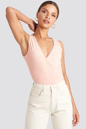 Pink Wrap Sleeveless Crop Top