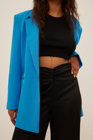Black Recycled Rouched Detailed Satin Pants