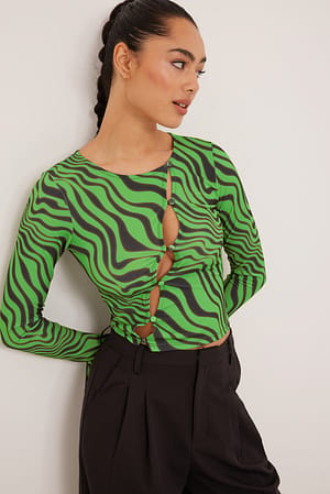 Zebra Green Oberteil mit seitlichem Knopfdetail