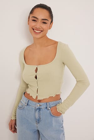 Light Green Babylock vest met vierkante hals