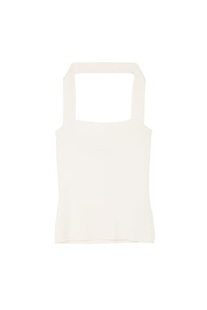 Off White Neck Detail Bandeau Top