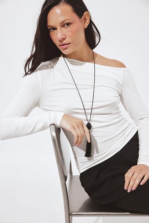 Offwhite Off Shoulder Jersey Top