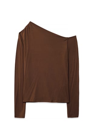 Dark Brown Off Shoulder Jersey Top